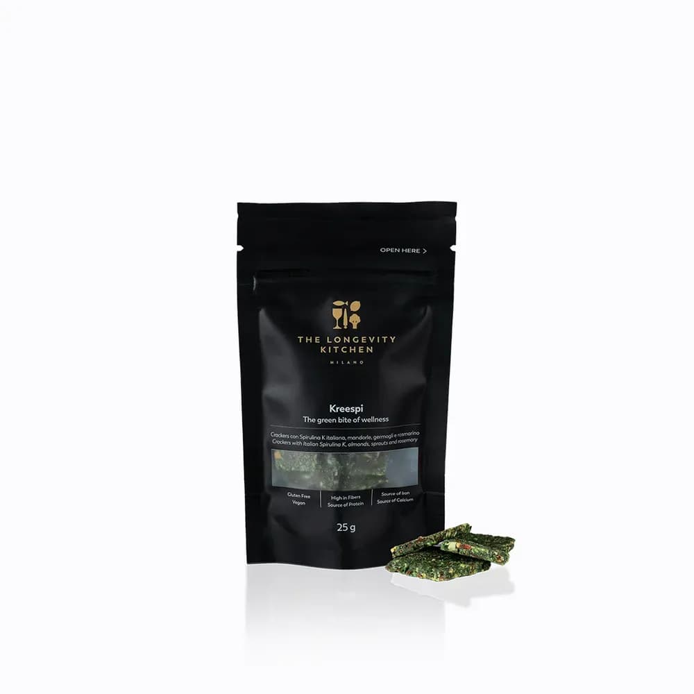 KREESPI — Crackers à base de spiruline et d'amandes. Chic Food Aliment Fonctionnel.