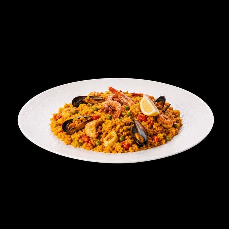 Seafood Paella. Chic Food Traditional Italian Dish.