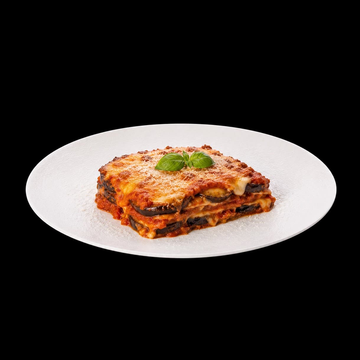 Eggplant Parmigiana. Chic Food Traditional Italian Dish.