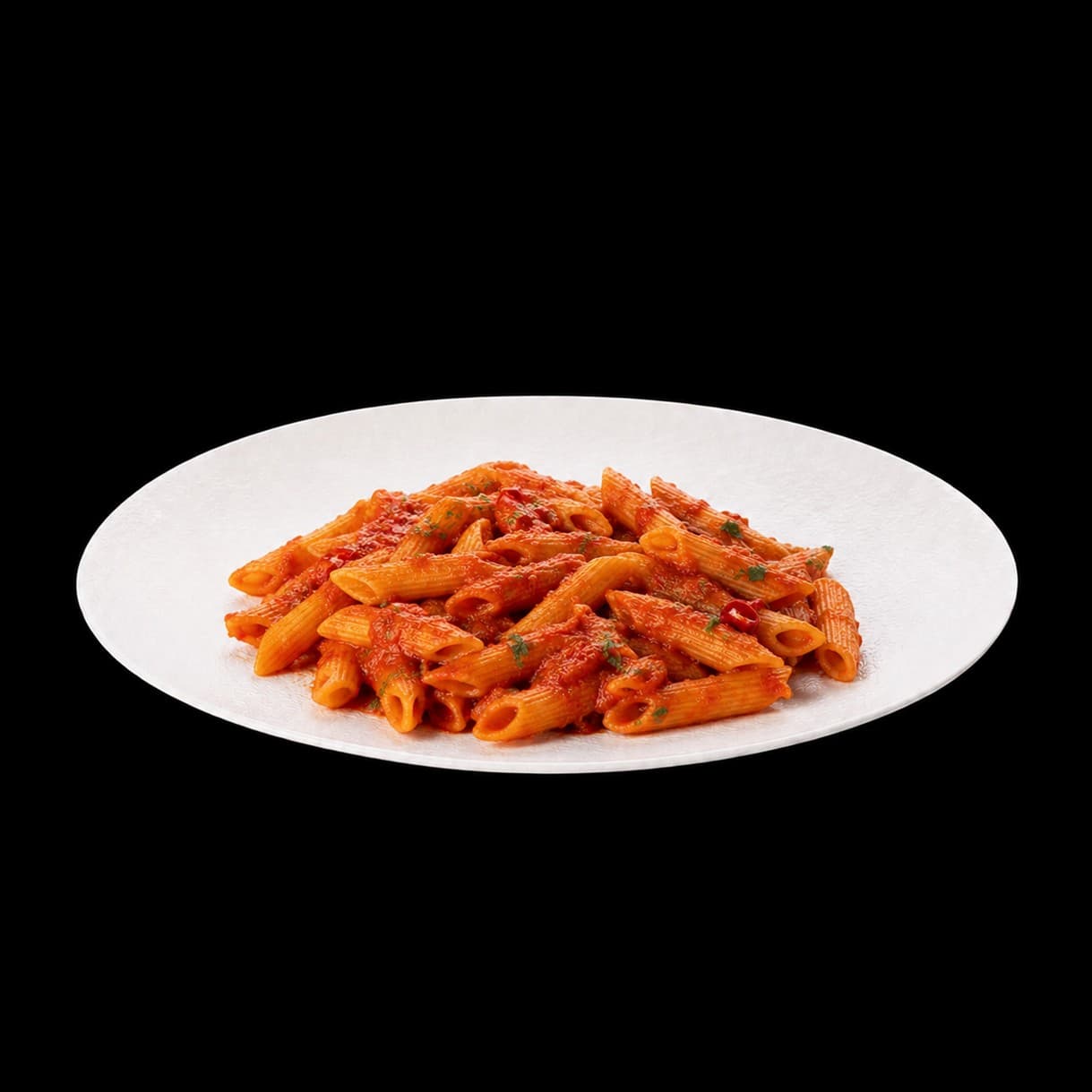 Penne all'Arrabbiata. Chic Food Traditional Italian Dish.