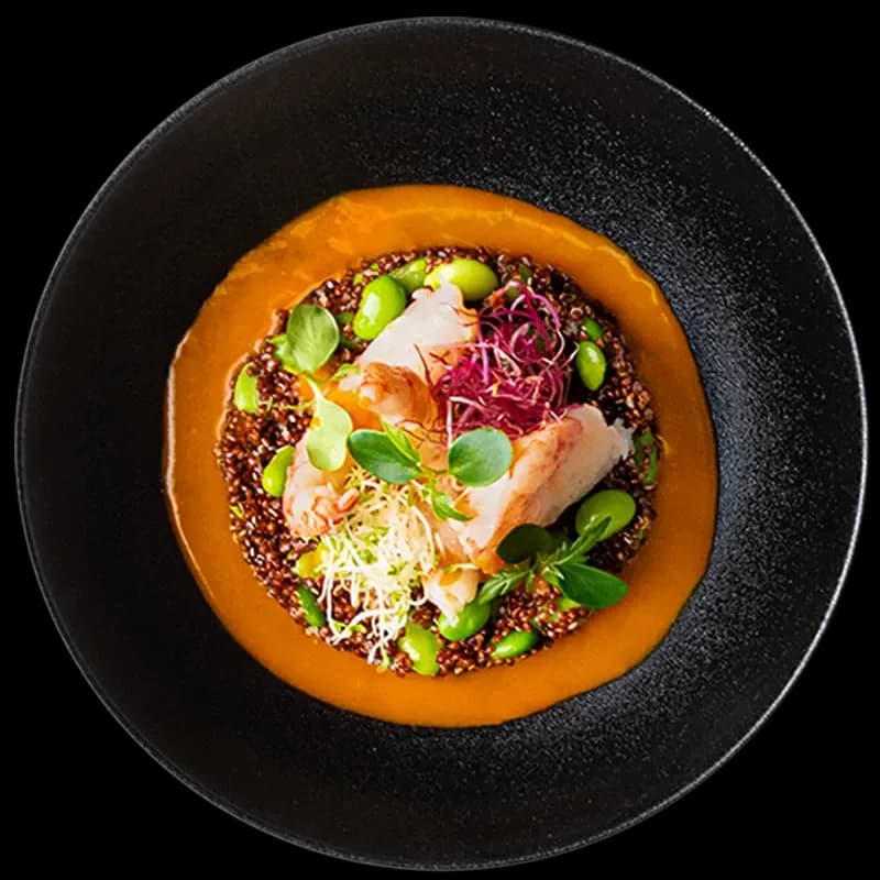 Quinoa con Gamberi. Chic Food Piatto Blue Zone.